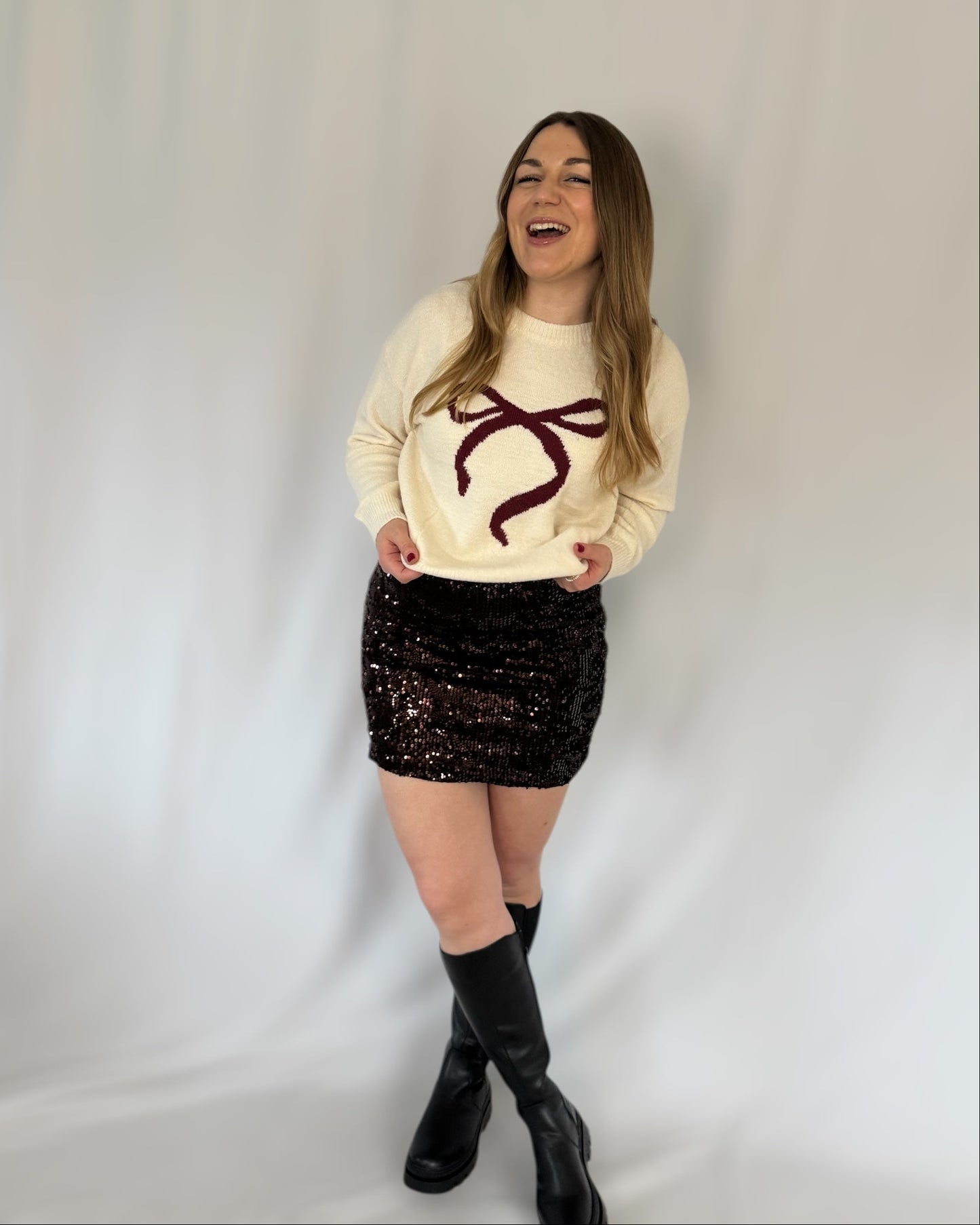 Strickpullover mit Schleife